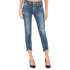 Moussy Vintage Glendale Distressed‎ Raw Hem Skinny Crop Jeans